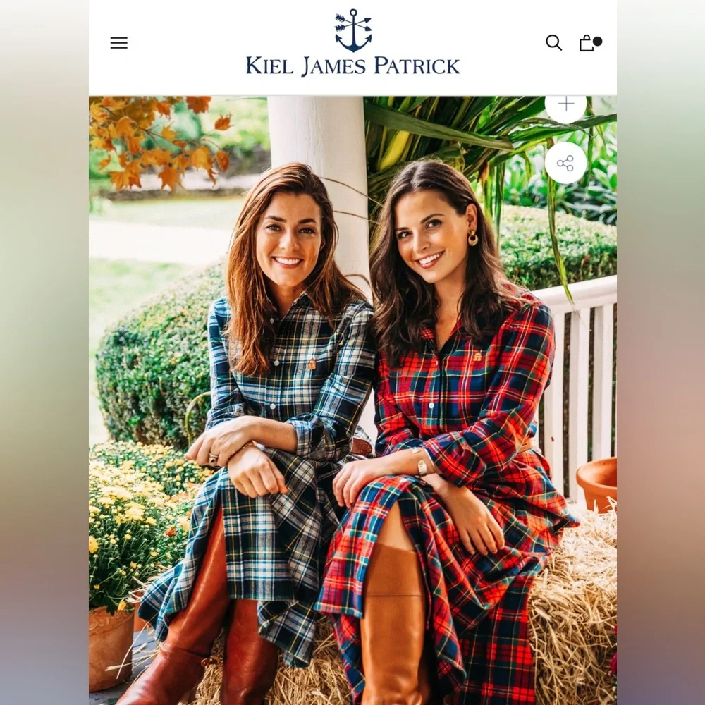 Kiel James Patrick Red and Green Plaid Long Sleeve Dress - Picture 9 of 11